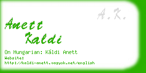 anett kaldi business card