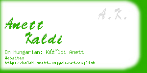 anett kaldi business card